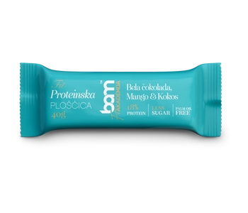 Proteinska pločica, bijela čokolada, mango i kokos